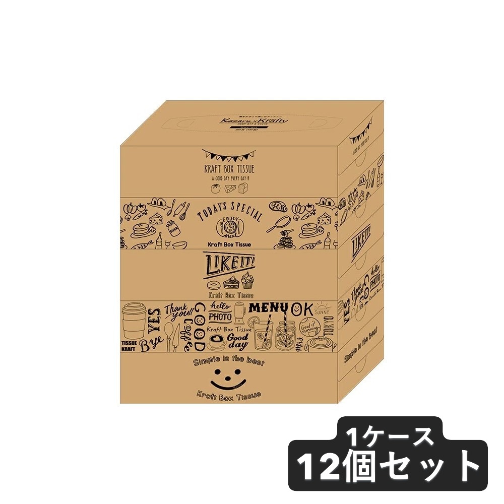 カミ商事 エルモア ティッシュ Kazru×Krafty ラインアート 180W 5個パック 1ケース 12個セット  箱ティッシュ BOXティッシュ 花粉症 鼻炎