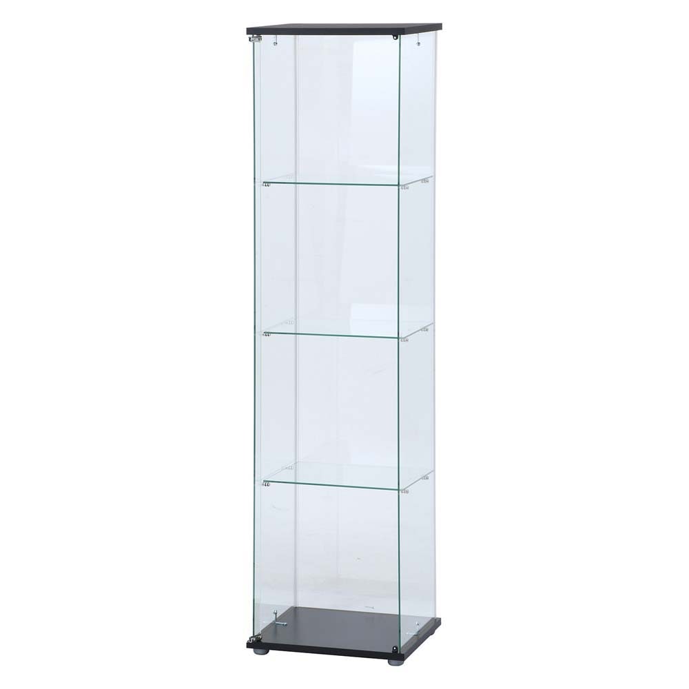 不二貿易 ガラスコレクションケースクリア 4段 TMG-G130 ブラック