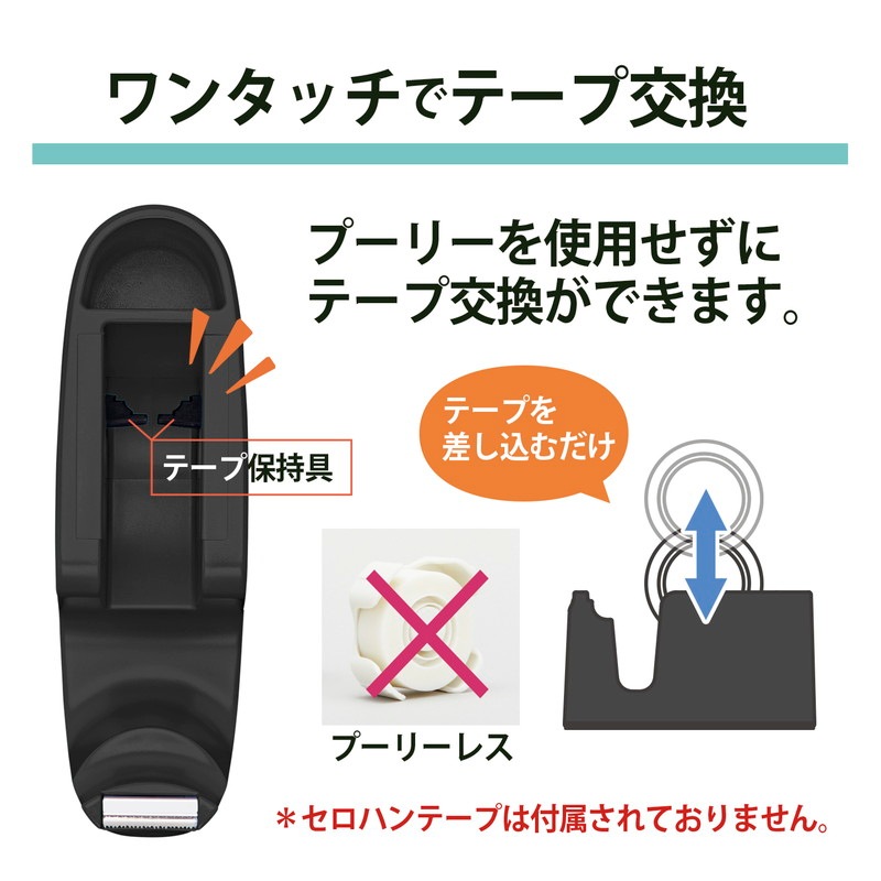 プラス (PLUS)  テープカッター テープ簡単交換 ペン立て付 TC-401 ブラック 31-271