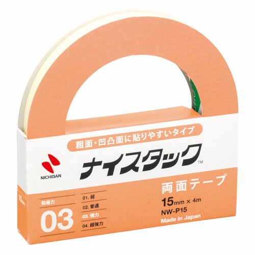 Nichiban ニチバン　ナイスタック　粗面・凹凸面に貼りやすいタイプ　大巻　15mm×4m NW-P15