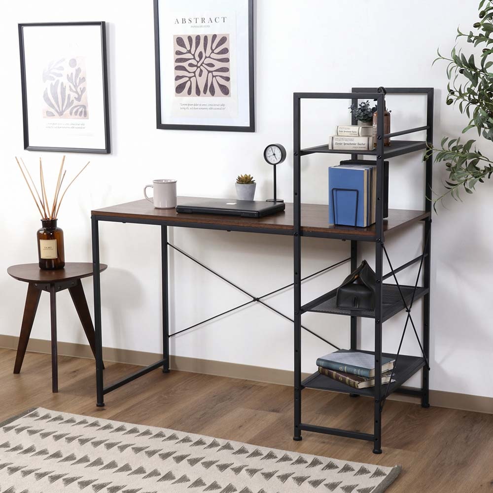 不二貿易 左右組み換えラック付きデスク ルカ ブラウン 73611 | 家具