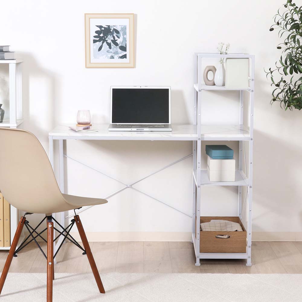 不二貿易 左右組み換えラック付きデスク ルカ ストーン 73613 | 家具  