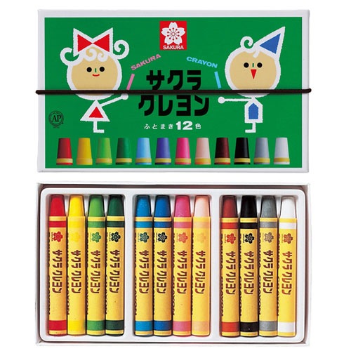 サクラクレパス クレヨン太巻 12色（ゴムヒモ付） LY12R | 全商品