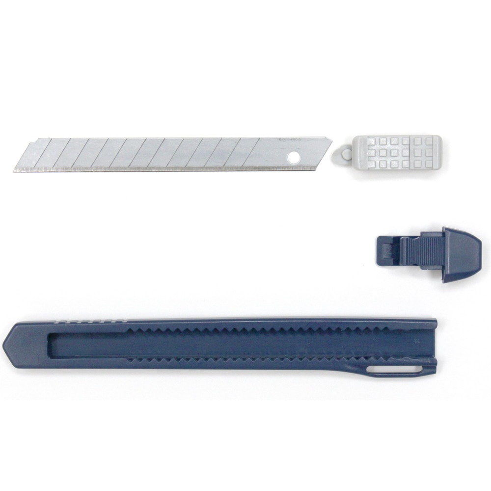 （まとめ）プラス カッターナイフ S CU-103 ネイビー