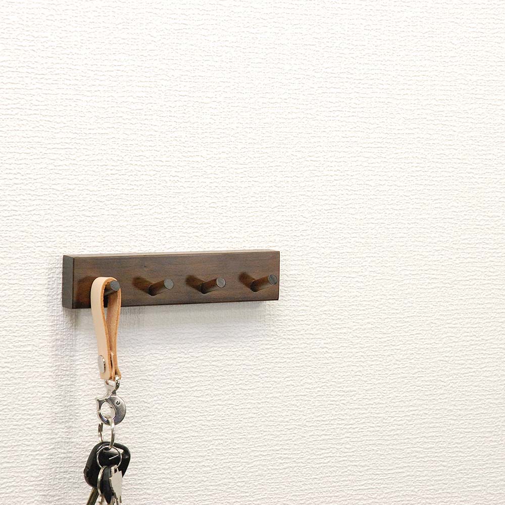 光 HIKARI 石膏ボード用 木製４連収納フック ブラウン  KSKC-41