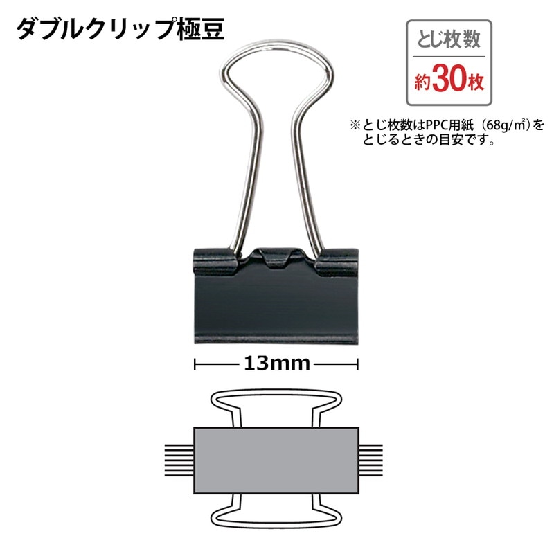 プラス(PLUS) クリップ ダブルクリップ 極豆 100個入 徳用パック 20枚
