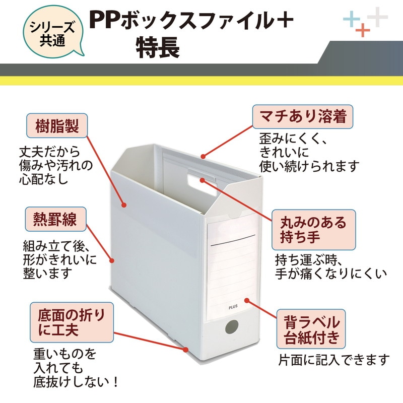 プラス (PLUS) ファイルボックス A4 PPボックスファイル+ ホワイト FL