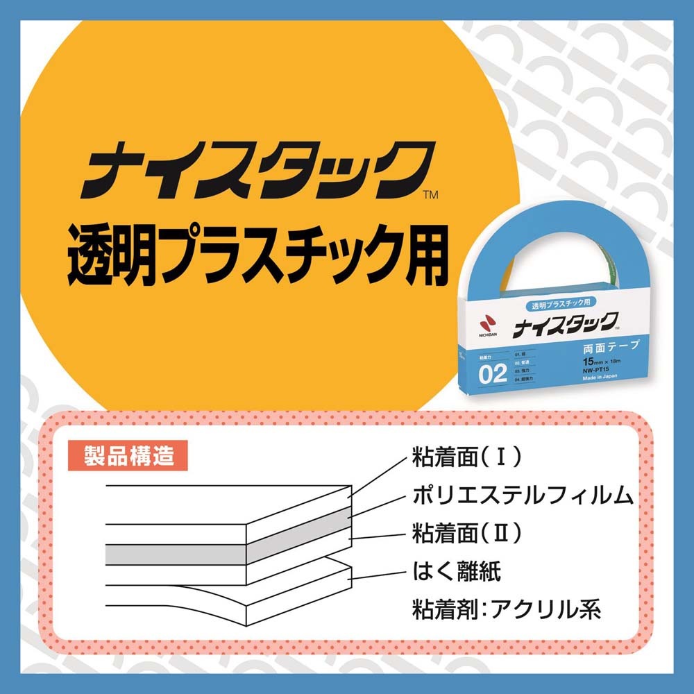 ニチバン NICHIBAN ナイスタック 透明プラスチック用 NW－PT15 NW-PT15