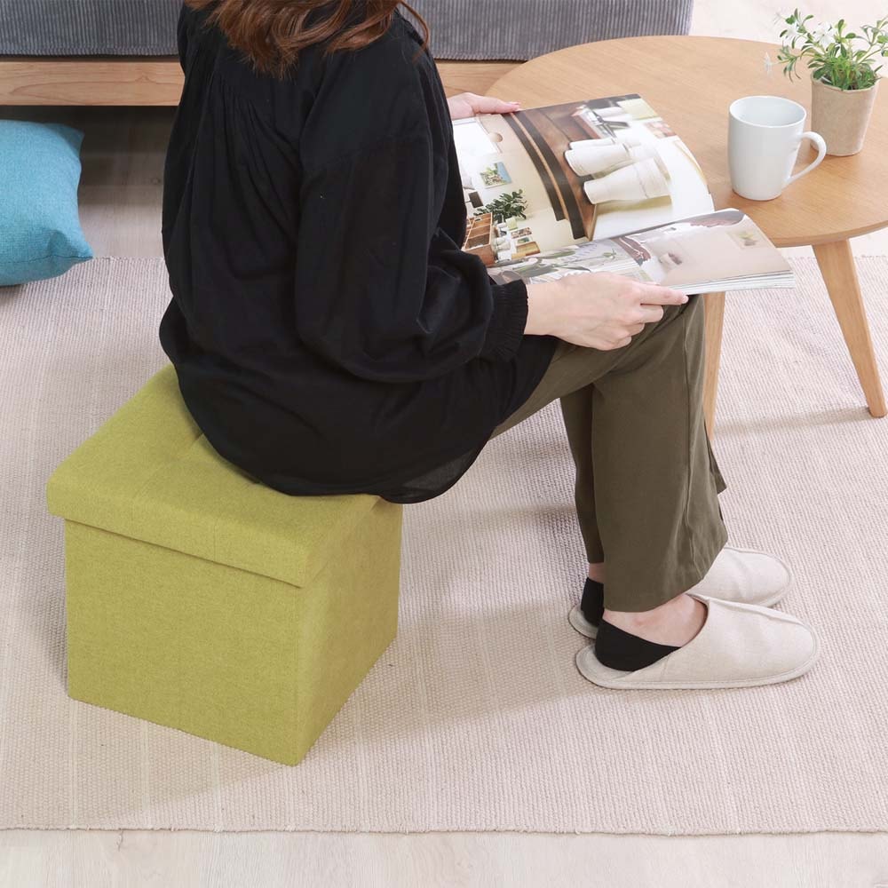 不二貿易 収納スツール 30cm ウール調 リーフグリーン 28093 | 全商品