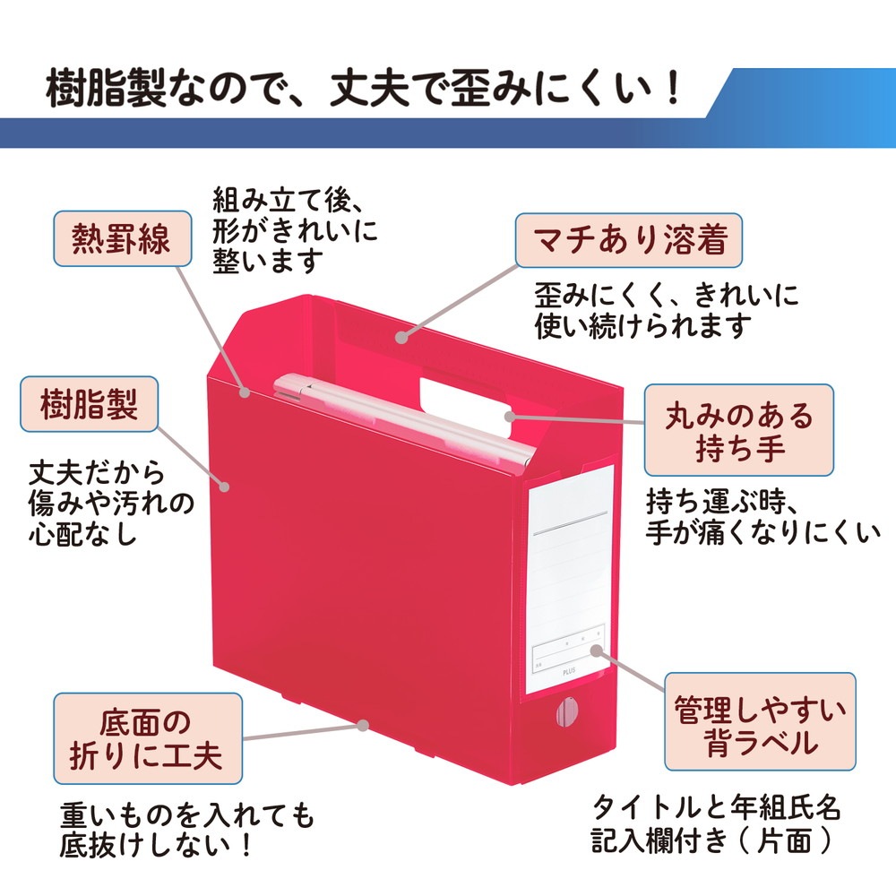 プラス PLUS 年組氏名スクール PPボックスファイル A4-E レッド