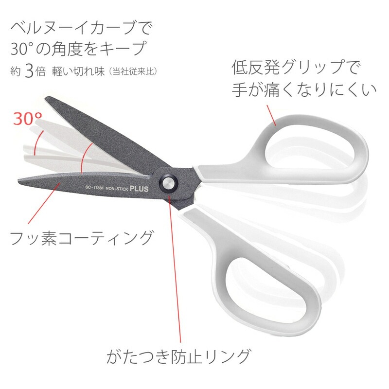 プラス(PLUS) はさみ ハサミ フィットカットカーブ フッ素コート