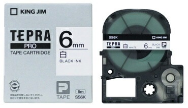 キングジム テプラ PROテープカートリッジ 6mm 白/黒文字 エコパック SS6K-10PN 1セット(50個:10個×5パック) 代引不可 6mm 緑／黒文字強粘着ラベル キングジム テプラ PRO 用 互換テープ