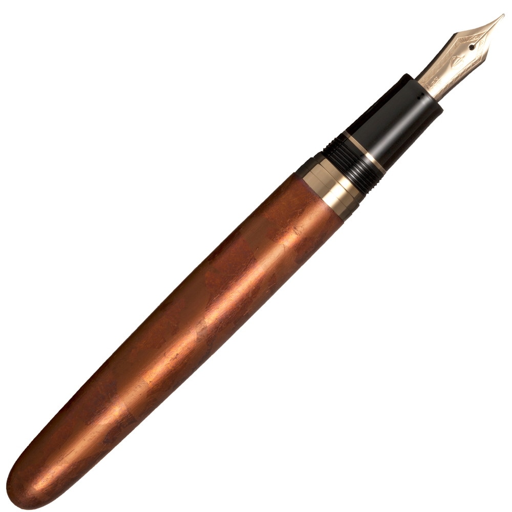 ヴィンテージ 万年筆 黒×オレンジ 日本製 50s インキ止め式 新品未使用 セーラー万年筆 伝統漆芸 畷万年筆 古美箔 夕-yuu- 中字(M) 10-1991