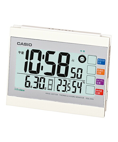 カシオ（CASIO) 電波目覚まし時計 DQL-220J-7JF ホワイト 生活環境お知らせ（湿度計 / 温度計） 電波時計(置き時計) ウェーブセプター(CASIO wave ceptor)