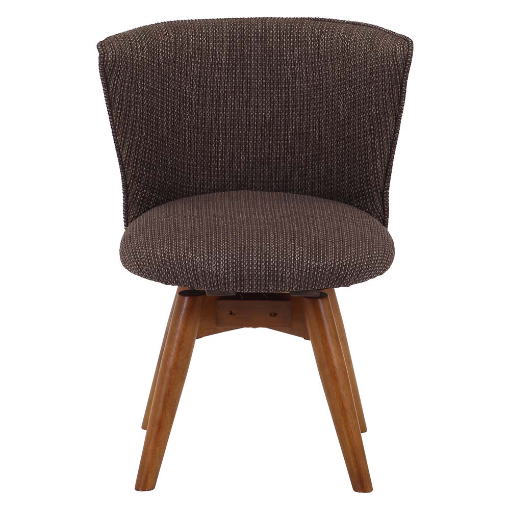 不二貿易 回転式 ダイニングチェア クラム ファブリック ブラウン