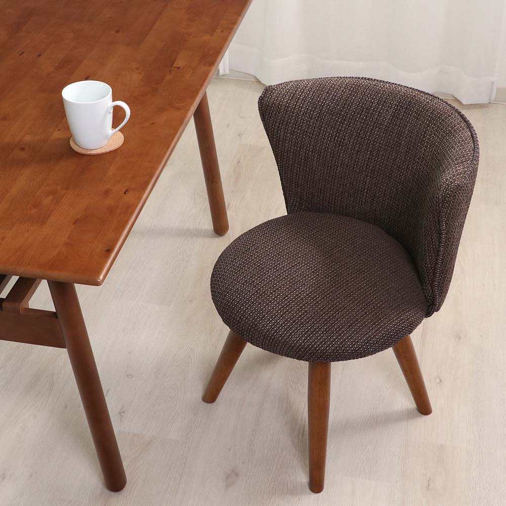 不二貿易 回転式 ダイニングチェア クラム ファブリック ブラウン