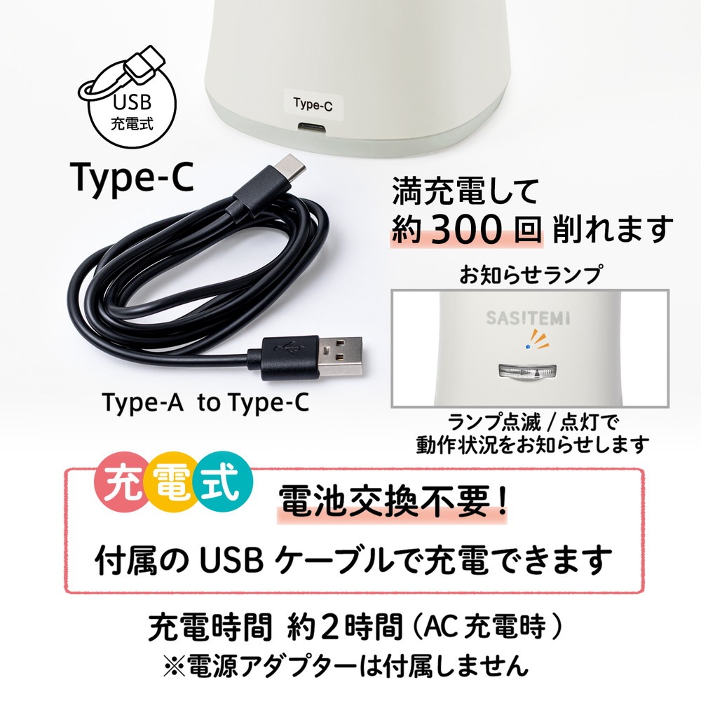 KATSUMI　MC-702W スピーチプロセッサー　電池式　回り込み軽減 プラス(PLUS) スーパー全自動鉛筆削り SASITEMI(サシテミ) アイボリー