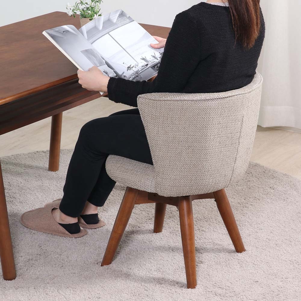 不二貿易 ダイニングチェア 幅50cm アイボリー 回転 ファブリック