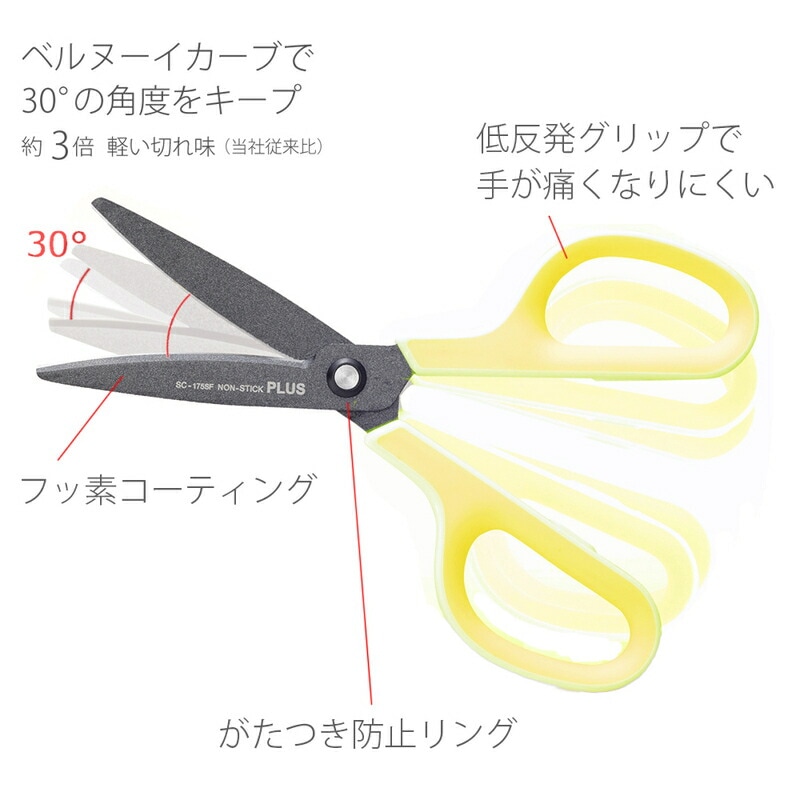 プラス(PLUS) はさみ フィットカットカーブ フッ素コート ホワイト