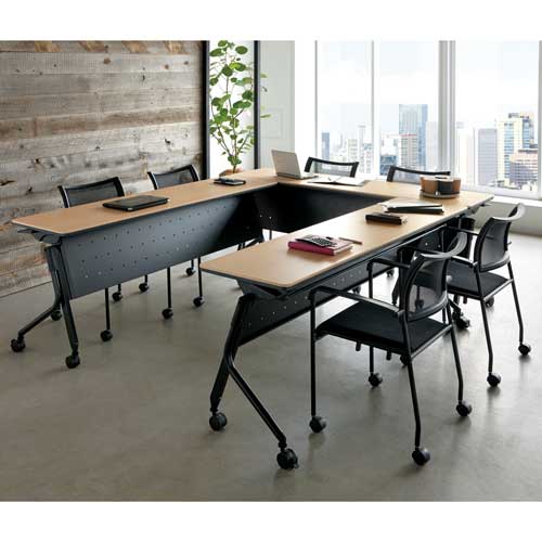 プラス 会議テーブル リネロ2 LD-515 WM/BK 706526 | 全商品,家具
