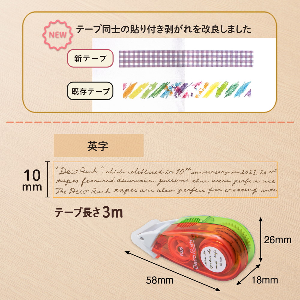プラス PLUS デコレーションテープ デコラッシュ 太幅タイプ 英字 DC-080-3