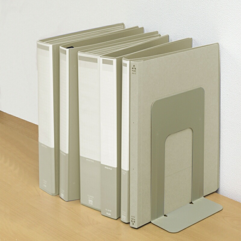 プラス(PLUS)ブックエンド 本立 Lサイズ エルグレー BS-201　36-330