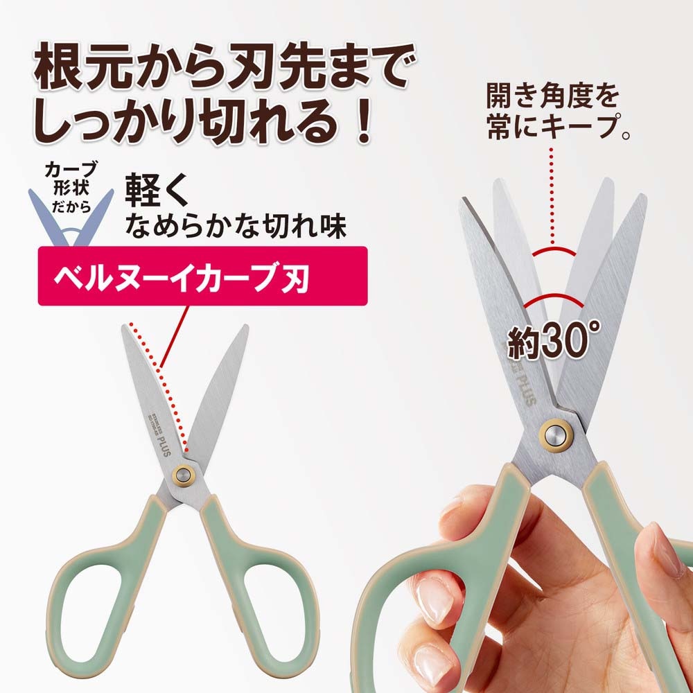プラス PLUS フィットカットカーブS型 抗菌グリップ限定グリーン