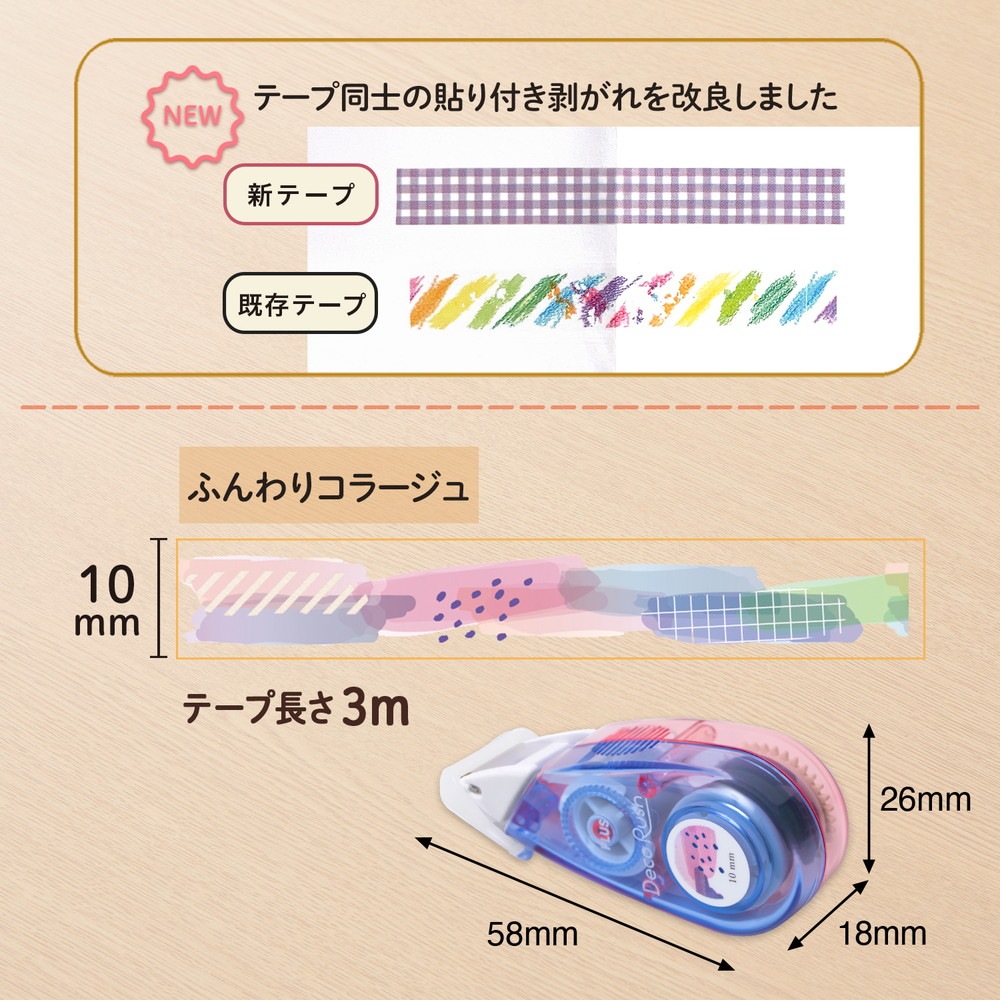 プラス PLUS デコレーションテープ デコラッシュ 太幅タイプ ふんわりコラージュ DC-080-5