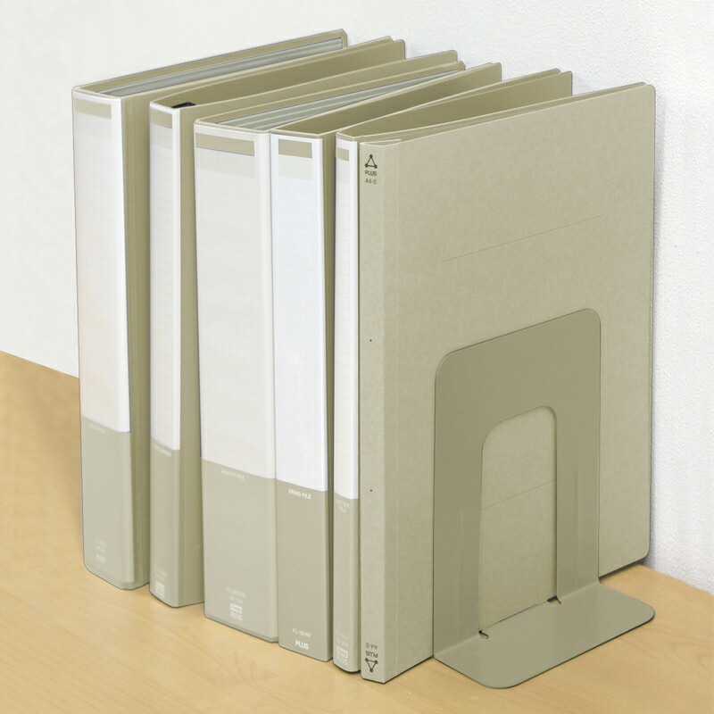 プラス(PLUS)ブックエンド 本立 Mサイズ エルグレー BS-202　36-334