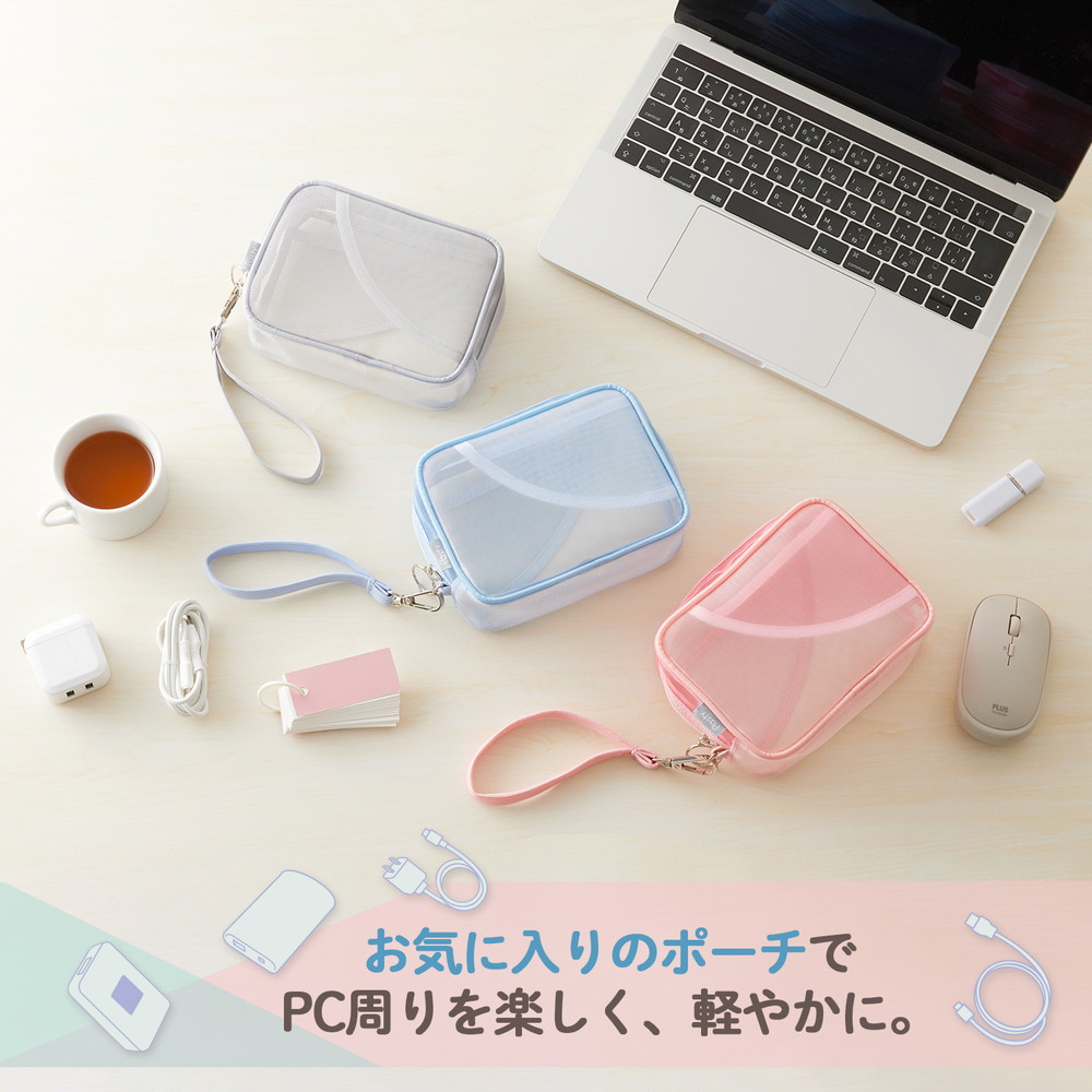 プラス PLUS Pasty ガジェットポーチ グレー FL-220CA 98-554 PC
