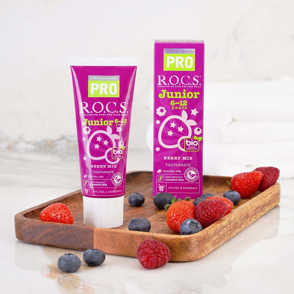 ロックスPRO 歯みがき ジュニア ベリーミックス 74g フッ素不使用 ROCS