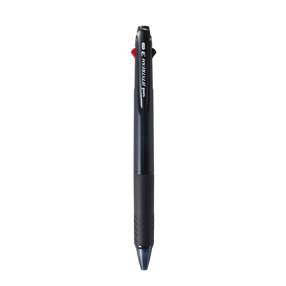 三菱鉛筆＞ ジェットストリームボールペン 細字0.7mm 3色 透明ブラック