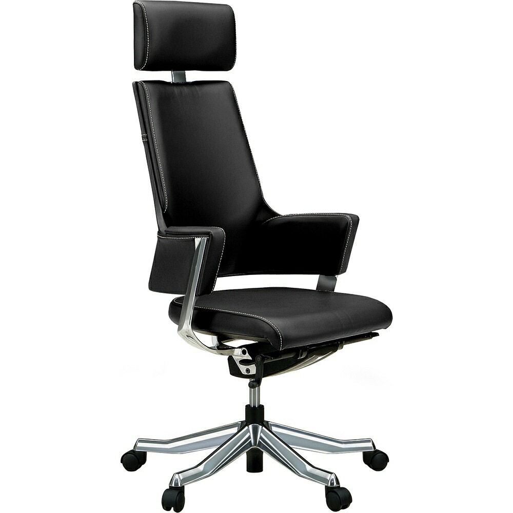 関家具 タスクチェア デルフィ フルレザー ハイタイプ ブラック 068269