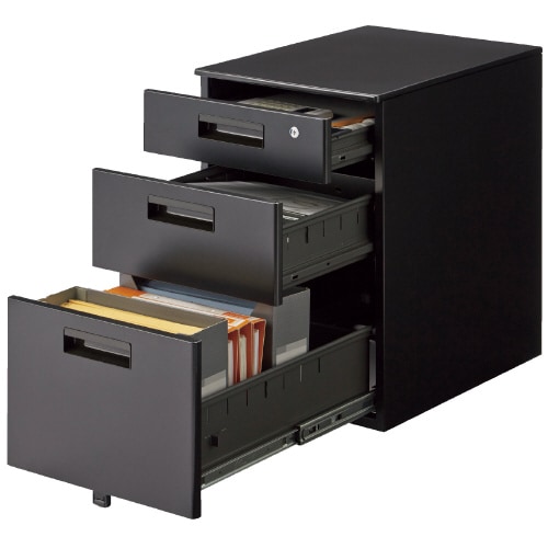 FIRST-G キャビネット3段 GT-463SCR BK 768177 | 全商品,家具