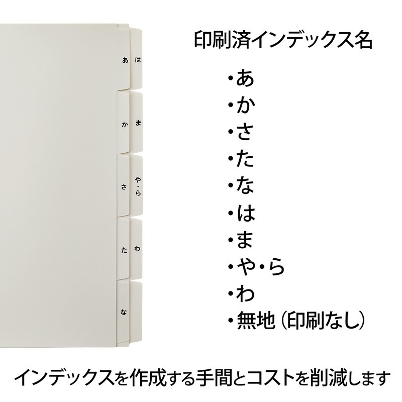 プラス(PLUS) たすけあ あ-わ行インデックス グレー (1セット5山×2) 98