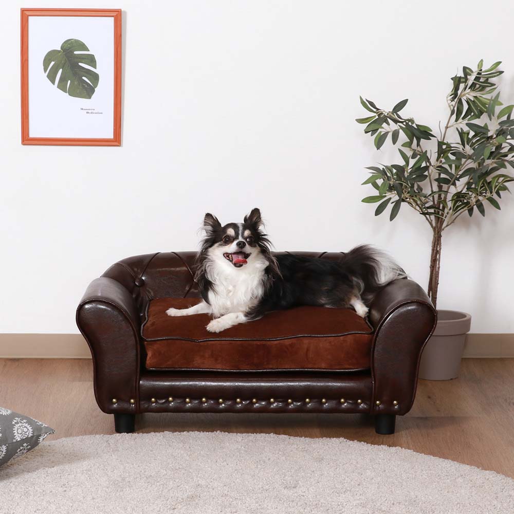 不二貿易 ペットカウチソファ(チェスターフィールド風) ブルー 45232
