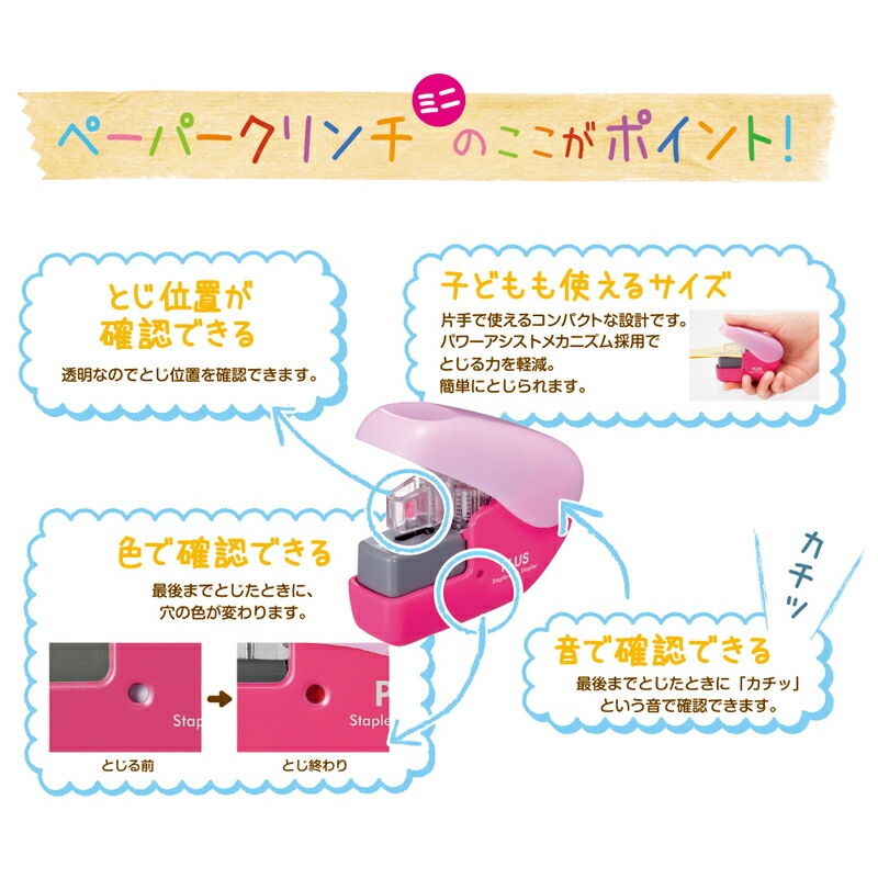 ペーパークリンチ　ミニ　４枚　ブルー　SL-104N　BL　プラス（PLUS）