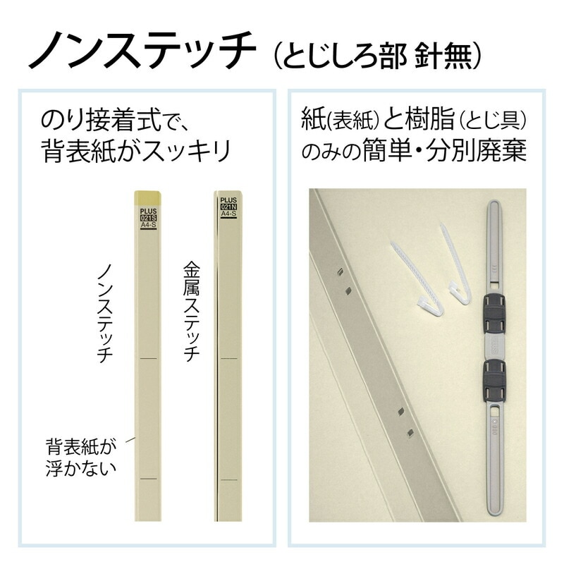 プラス(PLUS) 背補強フラットファイル A4縦 2穴 10冊 アイボリー No