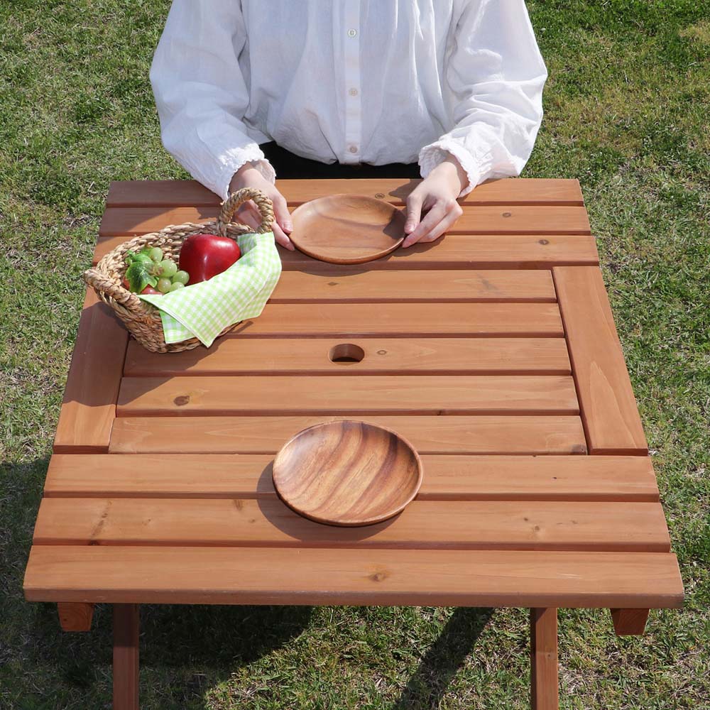 ＢＢＱテーブル＆ベンチセット （コンロスペース付） [5042] 不二貿易 BBQテーブル&ベンチセット コンロスペース付き 軽量 ミニ
