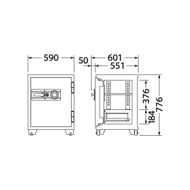エーコー 業務用金庫 700シリーズ 700DKG 100万変換ダイヤル錠+シリンダー錠 89L 1時間耐火 地震 災害 防災