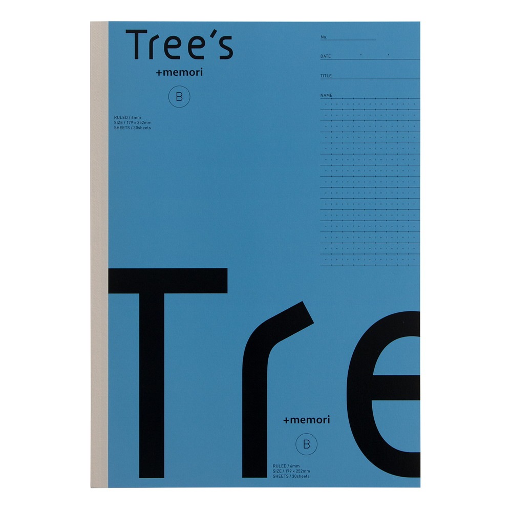日本ノート Tree's B5 プラスメモリ B罫 30枚 ライトブルー 10冊パック