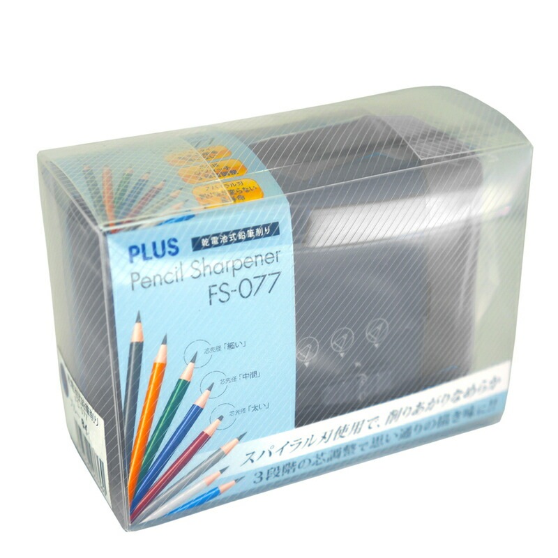 プラス(PLUS)鉛筆削り 乾電池式 電動 芯先3段階調節 ブラック FS-077 84-031