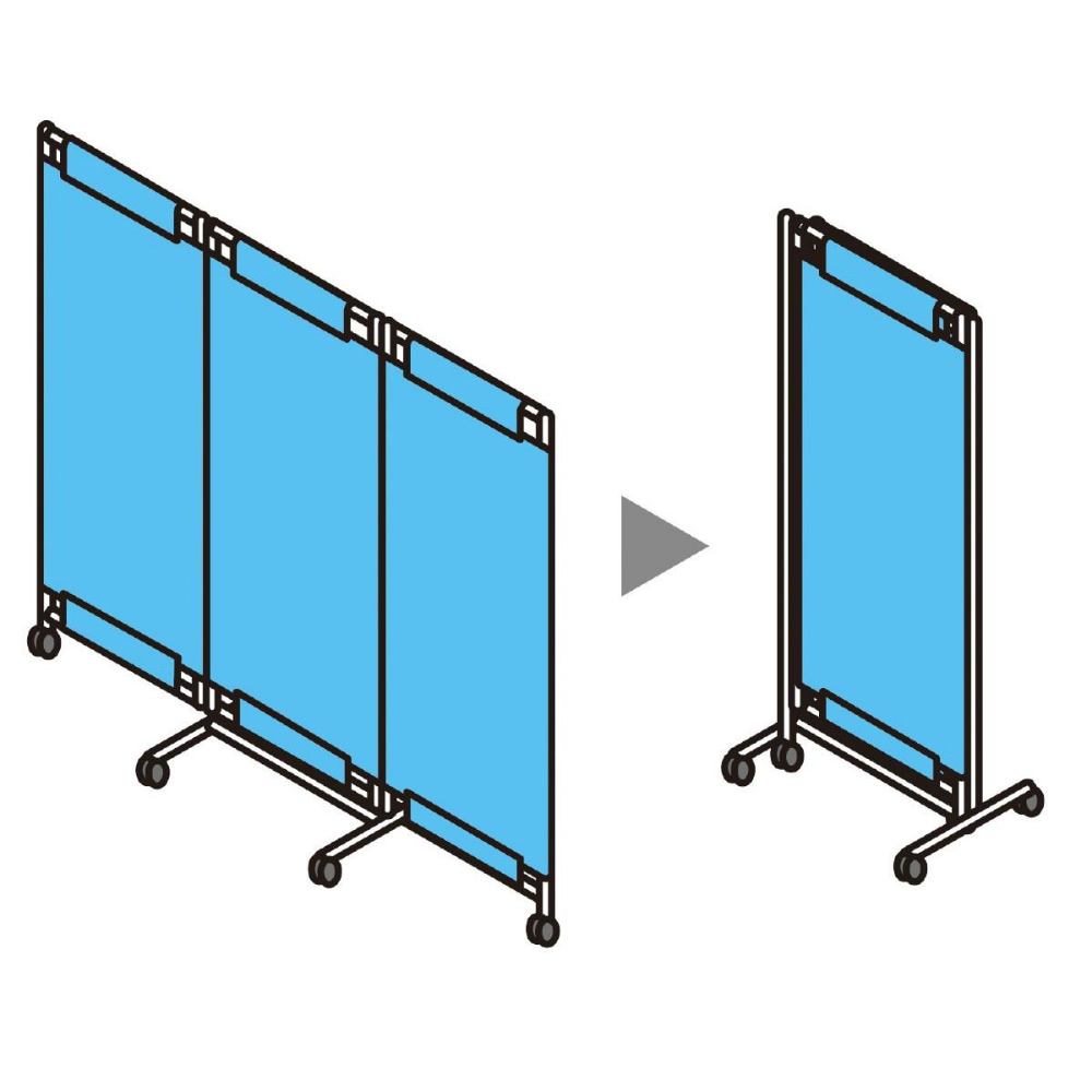アーテック 3連カラーパーテーション ブルー #74136 オフィス家具 
