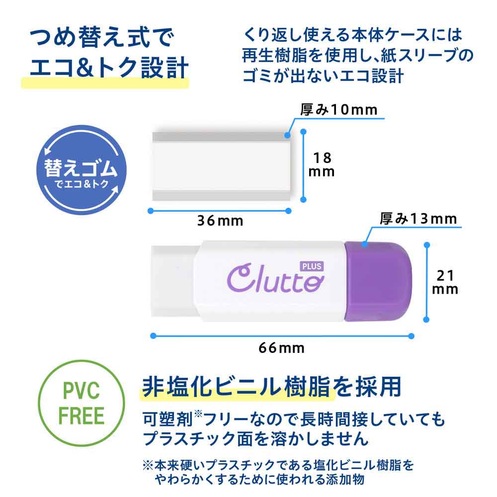プラス PLUS ケース消しゴム くるっと Clutto パープル ER-0111 36-882