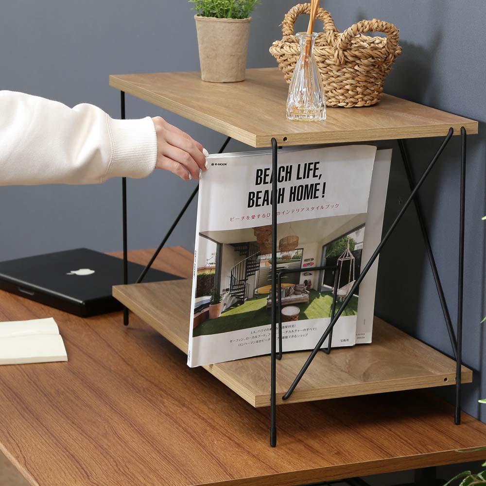 不二貿易 EZBO ワイヤーラック 2段 60幅 オークナチュラル 77559 | 全