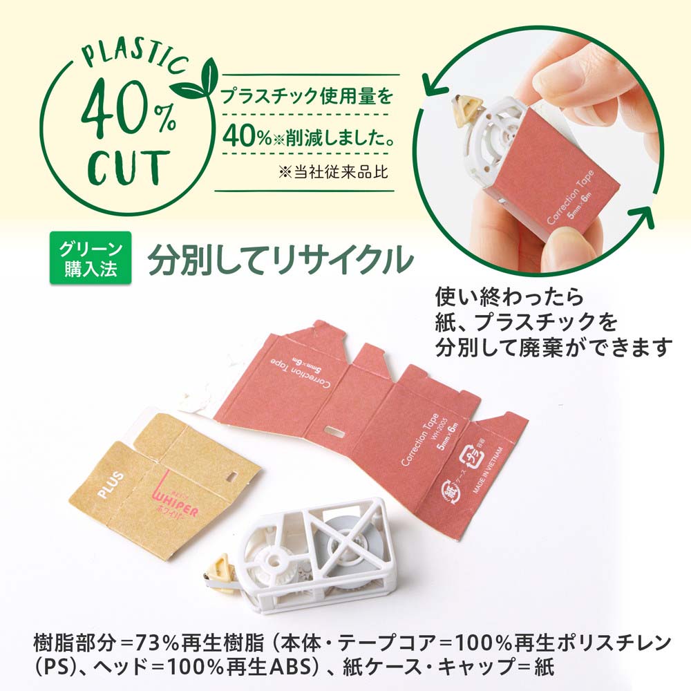 プラス PLUS 修正テープ ホワイパー 紙ケース入り ピンク WH-2005