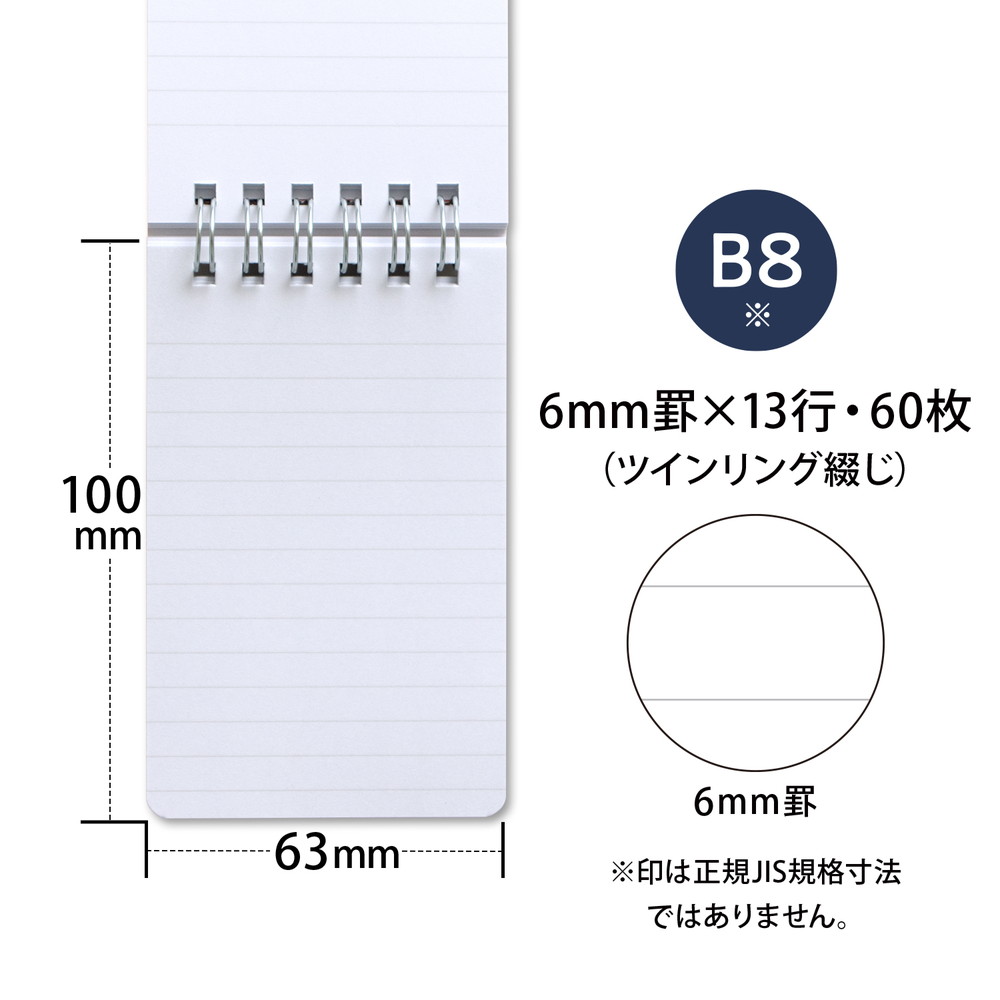 日本ノート レインガード＋ (プラス) B8 天綴じ B罫 ネイビー 5冊