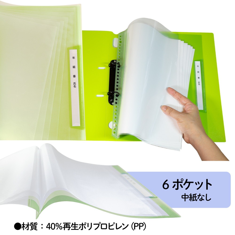 プラス(PLUS) 年組氏名リフィール式クリアファイル タテ入れ 6ポケット