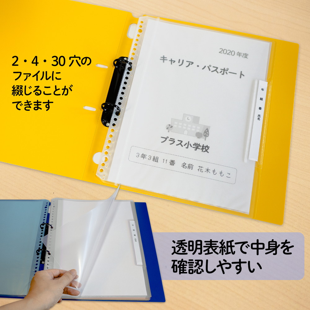 プラス(PLUS) 年組氏名リフィール式クリアファイル タテ入れ 6ポケット