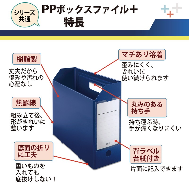 プラス(PLUS) ファイルボックス A4 PPボックスファイル+ ネイビー FL-125BF 76-005